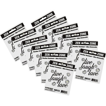 SUNBURST SYSTEMS Decal Live, Laugh, Love 2.75 in x 3.5 in, 12-Pack PK 6245